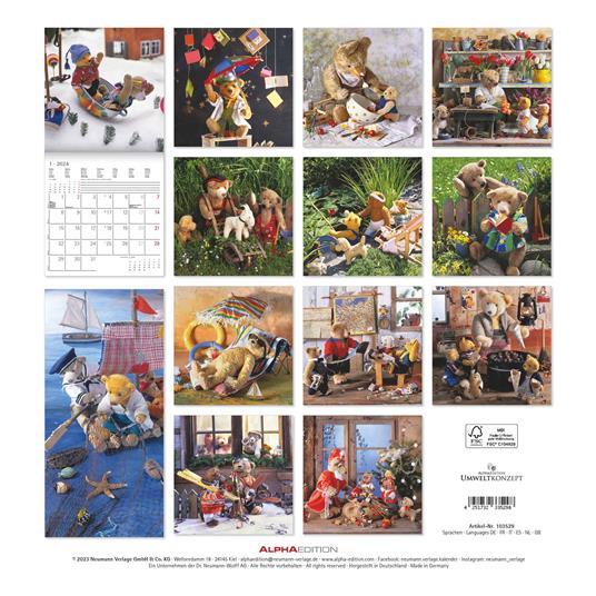 Alpha Edition - Calendario 2024 da muro Teddy, 12 mesi, 30x30 cm - 15