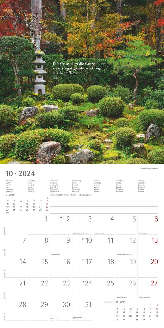 Alpha Edition - Calendario 2024 da muro Meditation, 12 mesi, 30x30 cm - 12