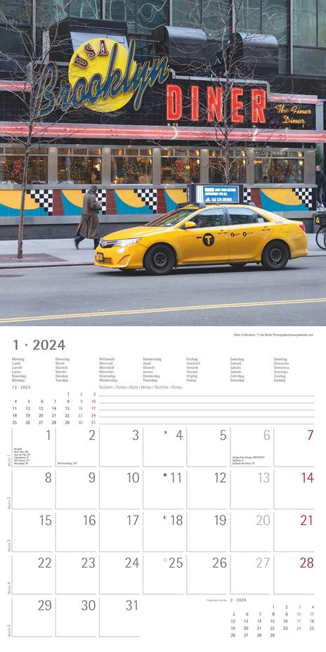 Alpha Edition - Calendario 2024 da muro New York, 12 mesi, 30x30 cm - 3