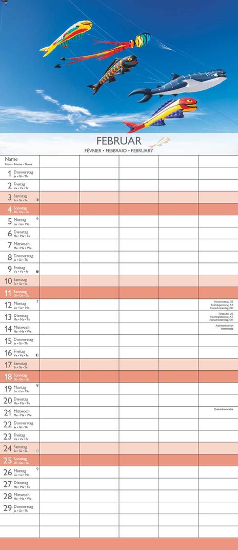 Alpha Edition - Calendario 2024 da muro per la famiglia Happy Moments, 12 mesi, 19,5x45 cm - 3