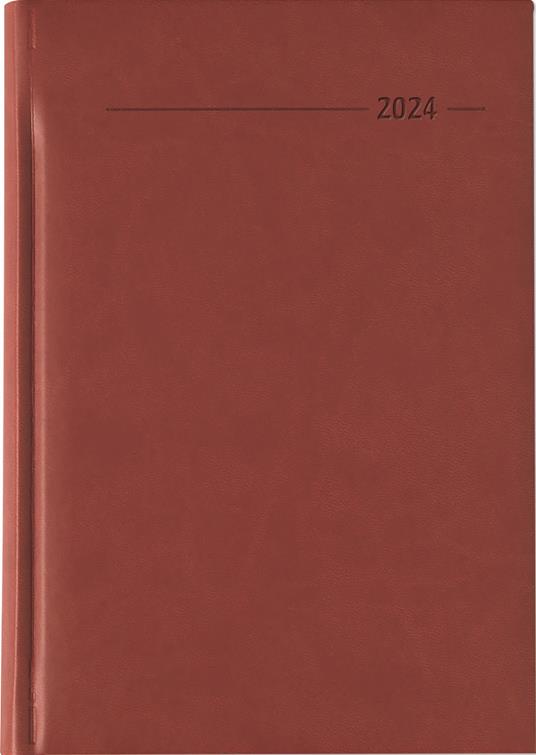 Alpha Edition - Agenda Giornaliera Monocromo 2024, Formato Grande 15x21 cm, Similpelle Red, 352 pagine