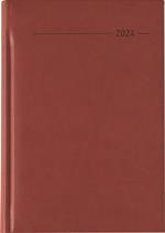 Alpha Edition - Agenda Giornaliera Monocromo 2024, Formato Grande 15x21 cm, Similpelle Red, 352 pagine
