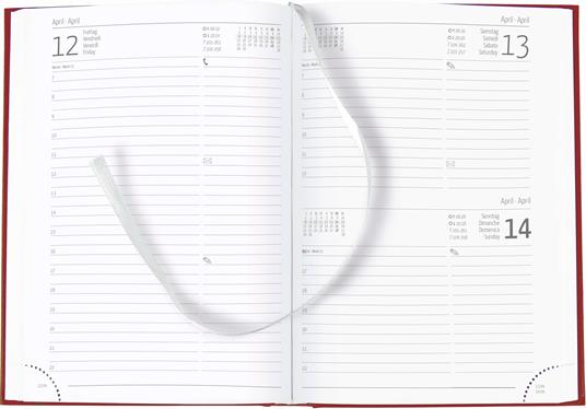 Alpha Edition - Agenda Giornaliera Monocromo 2024, Formato Grande 15x21 cm, Similpelle Red, 352 pagine - 2