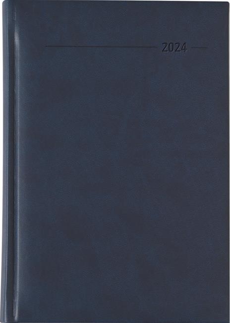 Alpha Edition - Agenda Giornaliera Monocromo 2024, Formato Grande 15x21 cm, Similpelle Blue, 352 pagine
