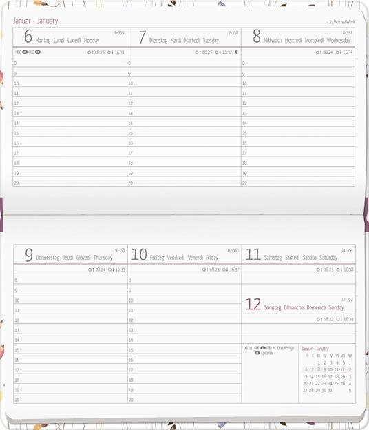 Alpha Edition - Agenda Settimanale Ladytimer Pad 2025, 15,6x9 cm, Flower Field, 128 pagine - 2