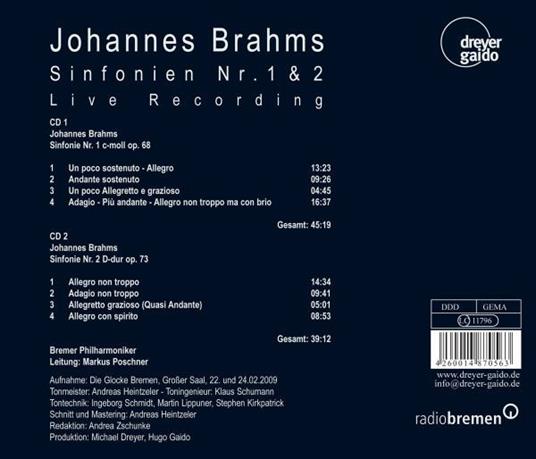 Sinfonie n.1, n.2 - CD Audio di Johannes Brahms - 2