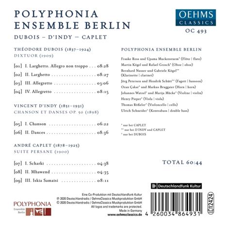 Polyphonia Ensemble Berlin: Dubois, D'Indy, Caplet - CD Audio - 2