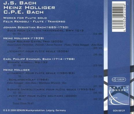 Opere per Flauto - Solo Pour La Flûte Traversière Bwv 1013 - CD Audio di Johann Sebastian Bach - 2