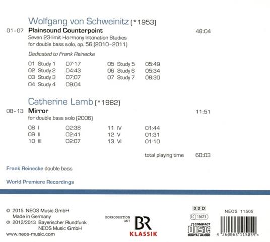 Plainsound Counterpoint / Mirror - CD Audio di Wolfgang Von Schweinitz,Catherine Lamb,Frank Reinecke - 2