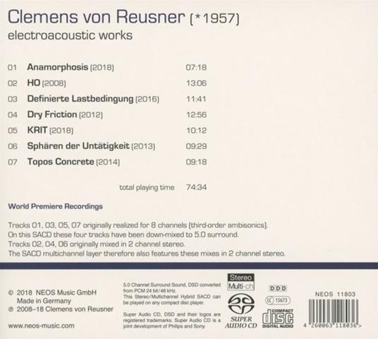 Electroacoustic Works - CD Audio di Clemens Von Reusner - 2