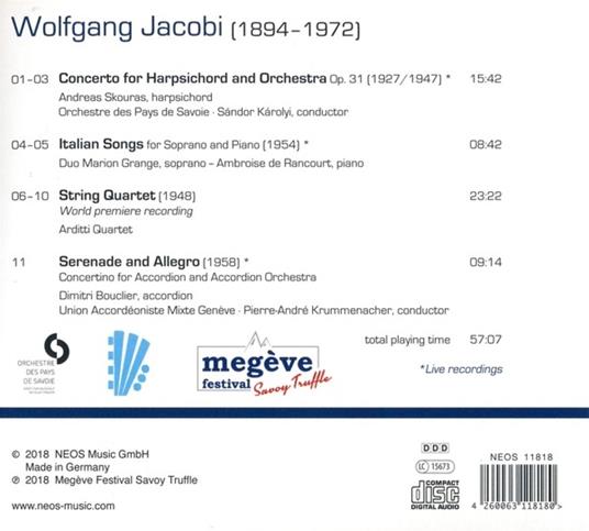 Konzert Fur Cembalo & Orchester... - CD Audio di Andreas -Orchestre Des Pays De Savoie Skouras - 2