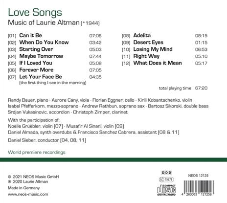 Altman. Love Songs - CD Audio di Bauer - 2