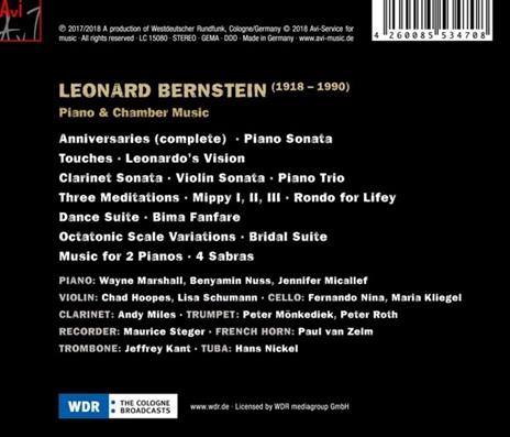Wayne Marshall-Maria Kliegel-Benyamin Nuss-Maurice Steger A.O. - CD Audio di L. - Piano & Chamber Music Bernstein - 2