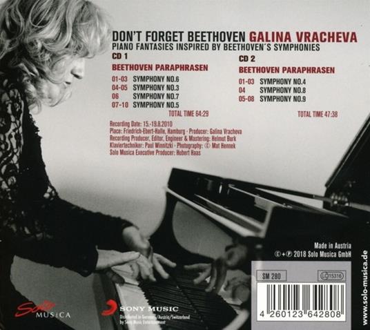 Don't Forget Beethoven. Musica per pianoforte ispirata alle sinfonie di Beethoven - CD Audio di Ludwig van Beethoven,Galina Vracheva - 2