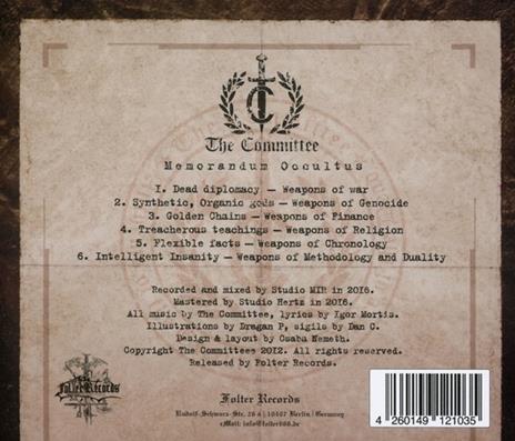 Memorandum Occultus - CD Audio di Committee - 2