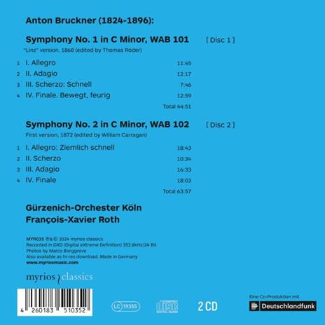 Symphony No. 1 & 2 - CD Audio di Anton Bruckner,François-Xavier Roth - 2