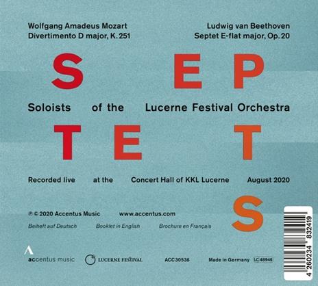 Septets - CD Audio di Ludwig van Beethoven,Wolfgang Amadeus Mozart - 2
