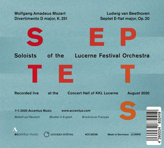 Septets - CD Audio di Ludwig van Beethoven,Wolfgang Amadeus Mozart - 2