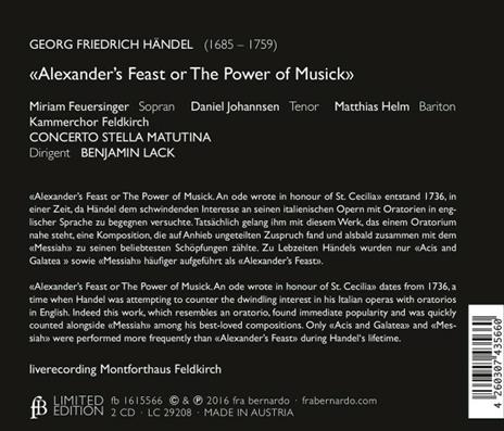 Alexander's Feast - CD Audio di Georg Friedrich Händel - 2