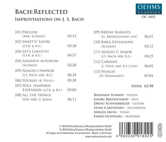 Benjamin Schmid: Bach: Reflected - CD Audio - 2
