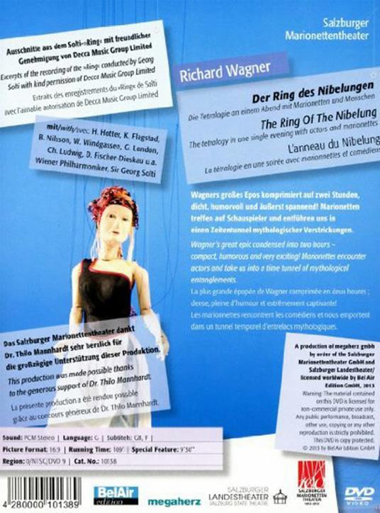 Richard Wagner. Der Ring Des Nibelungen. Salzburger Marionettentheater (DVD) - DVD di Richard Wagner,Georg Solti,Wiener Philharmoniker - 2