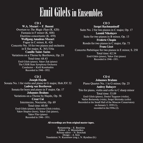 Emil Gilels in ensemble - CD Audio di Emil Gilels - 2
