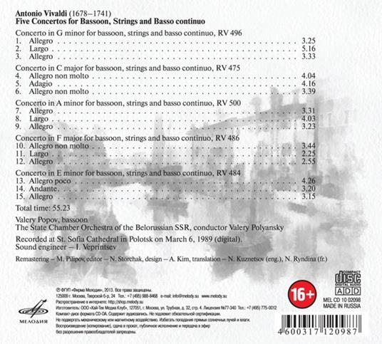 5 Concerti per fagotto - CD Audio di Antonio Vivaldi - 2