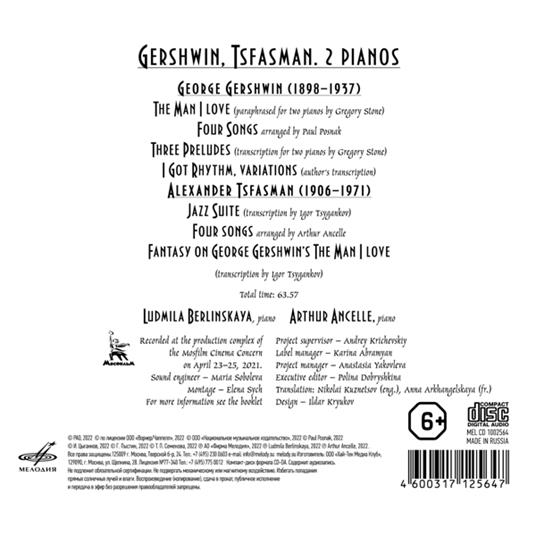 Gershwin, Tsfasman. 2 Klaviere - CD Audio di Ludmila Berlinskaya - 2