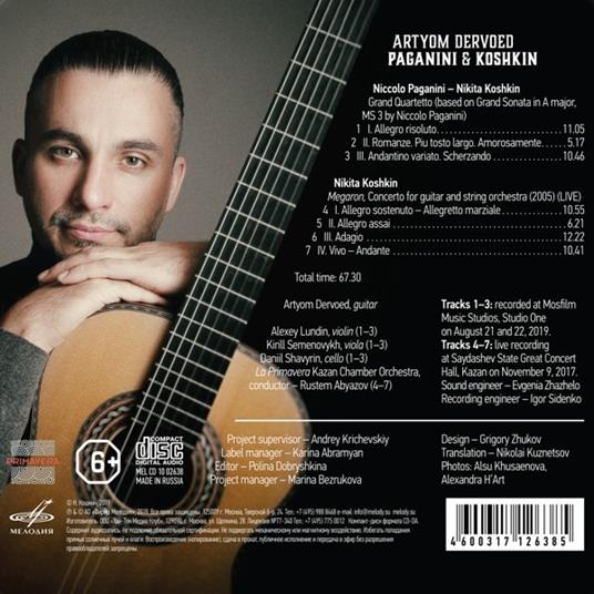 Paganini & Koshkin - CD Audio di Niccolò Paganini,Nikita Koshkin,Artyom Dervoed - 2