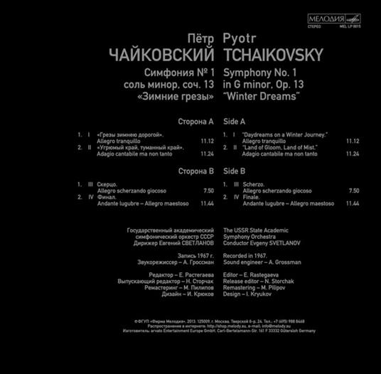 Sinfonia n.1 - Vinile LP di Pyotr Ilyich Tchaikovsky,Evgeny Svetlanov - 2