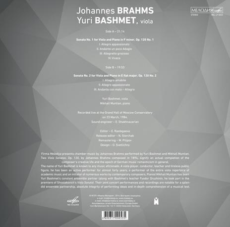 Sonate per Viola Op.120 N.1, N.2 - Vinile LP di Johannes Brahms,Yuri Bashmet - 2