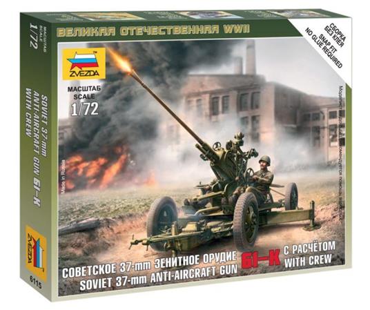Soviet 37 mm. Anti-Aircraft Gun AA-Gun Type 61k Plastic Kit 1:72 Model Z6115