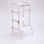 Torre Di Apprendimento Montessori - Learning Tower Con Tavolino Bianca