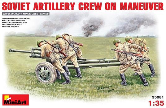 Soviet Artillery Crew On Maneuver Figure Plastic Kit 1:35 Model MIN35081