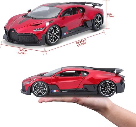 Bburago Bugatti Divo: 18-11045R - Modellino auto in scala 1:18, porte e cofano apribile, 25 cm, rosso - 6