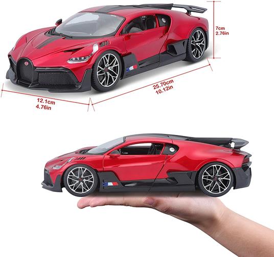Bburago Bugatti Divo: 18-11045R - Modellino auto in scala 1:18, porte e cofano apribile, 25 cm, rosso - 6