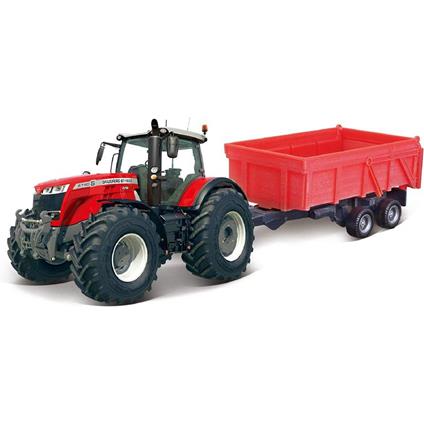 18-31662 Bburago - Trattore Massey Ferguson 8740S con rimorchio ribaltabile