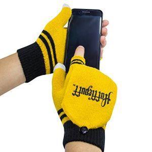 Cinereplicas Harry Potter Guanti Muffole Removibili Funzione Touch Screen Licenza Ufficiale Casa Tassorosso Giallo e Nero