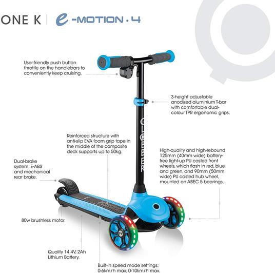 Globber Monopattino Elettrico Per Bambini One K E-Motion 4Pink