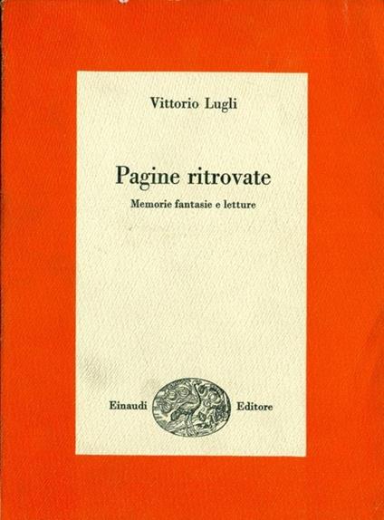 Pagine ritrovate - Vittorio Lugli - copertina