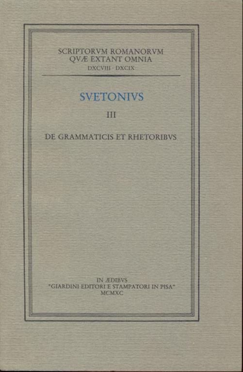 De grammaticis et rhetoribus - C. Tranquillo Svetonio - copertina