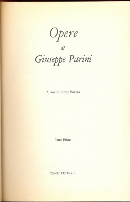 Opere - Giuseppe Parini - copertina