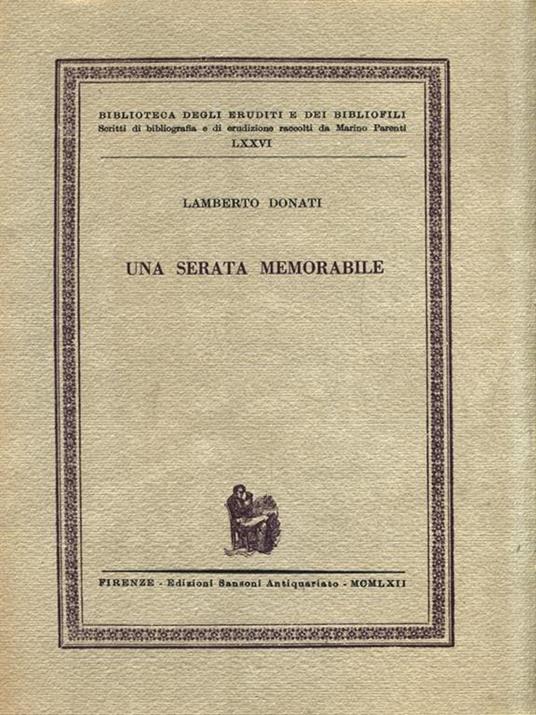 Una serata memorabile - Lamberto Donati - copertina