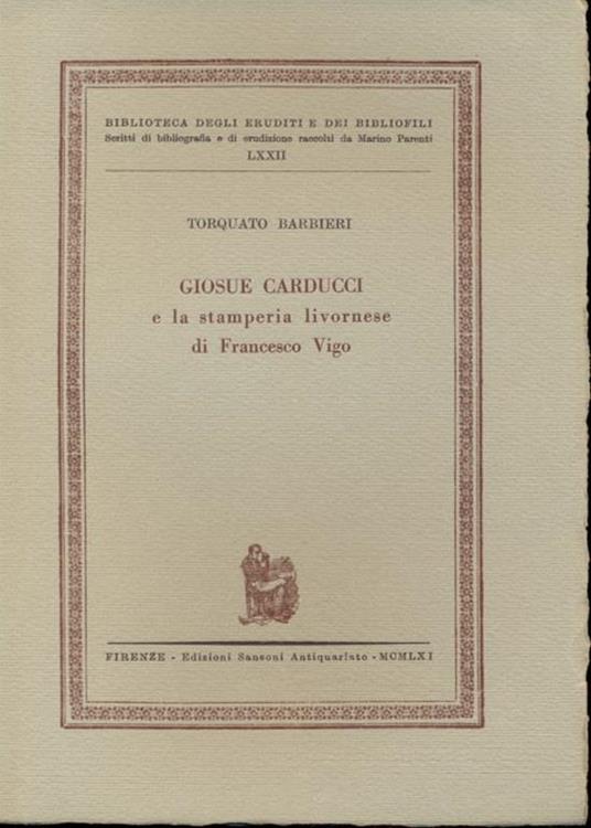 Giosué e la stamperia livornesedi Francesco Vigo - Torquato Barbieri - copertina