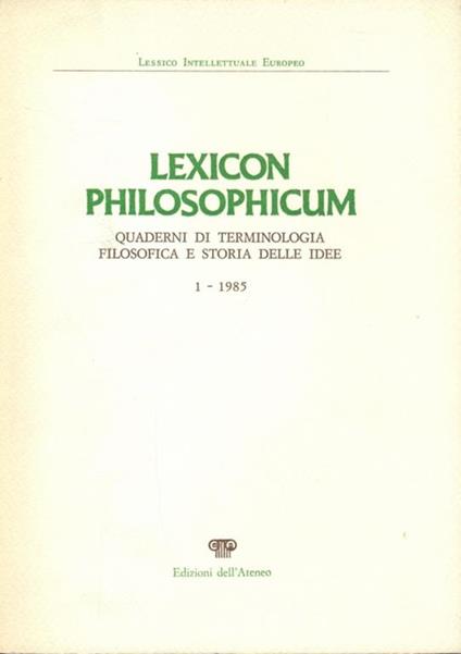 Lexicon Philosophicum - 1985 - copertina