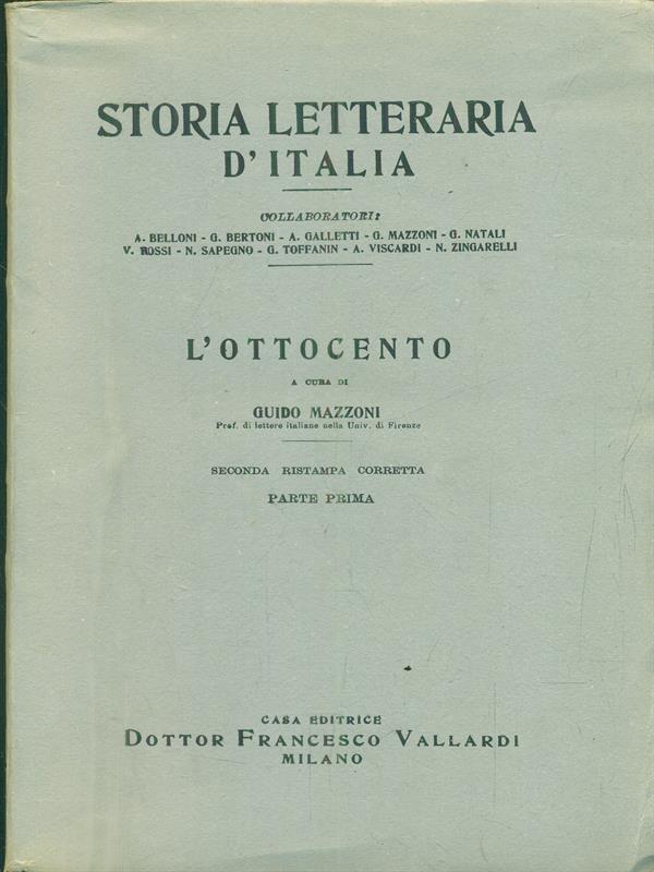 Storia letteraria d'Italia. L' Ottocento