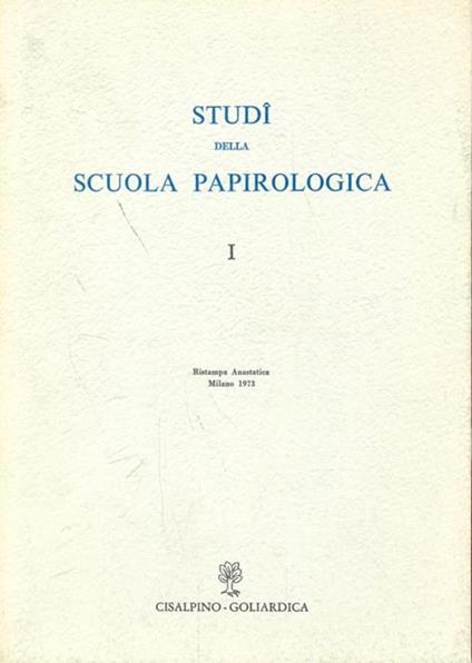 Studi della scuola papirologica - copertina