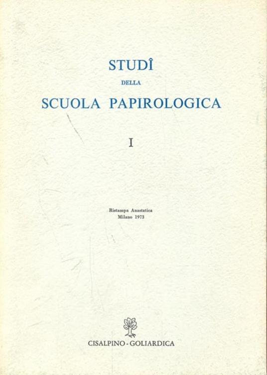 Studi della scuola papirologica - copertina