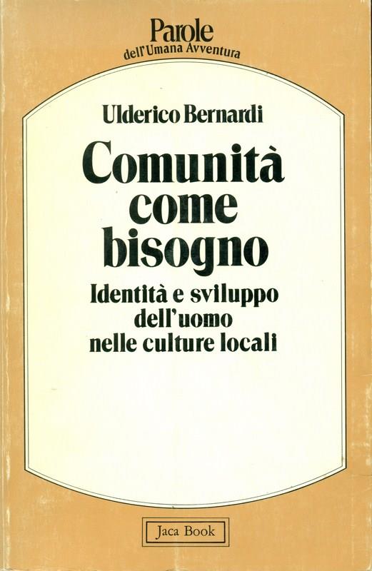 Comunità come bisogno