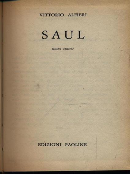 Saul - Vittorio Alfieri - copertina